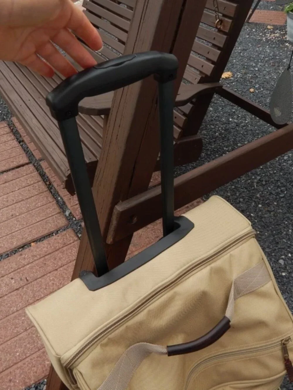 L.L. Bean Khaki Tan Canvas / Leather Rolling Duffle Bag Travel Rugged Luggage **
